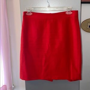 JCrew red wool pencil skirt